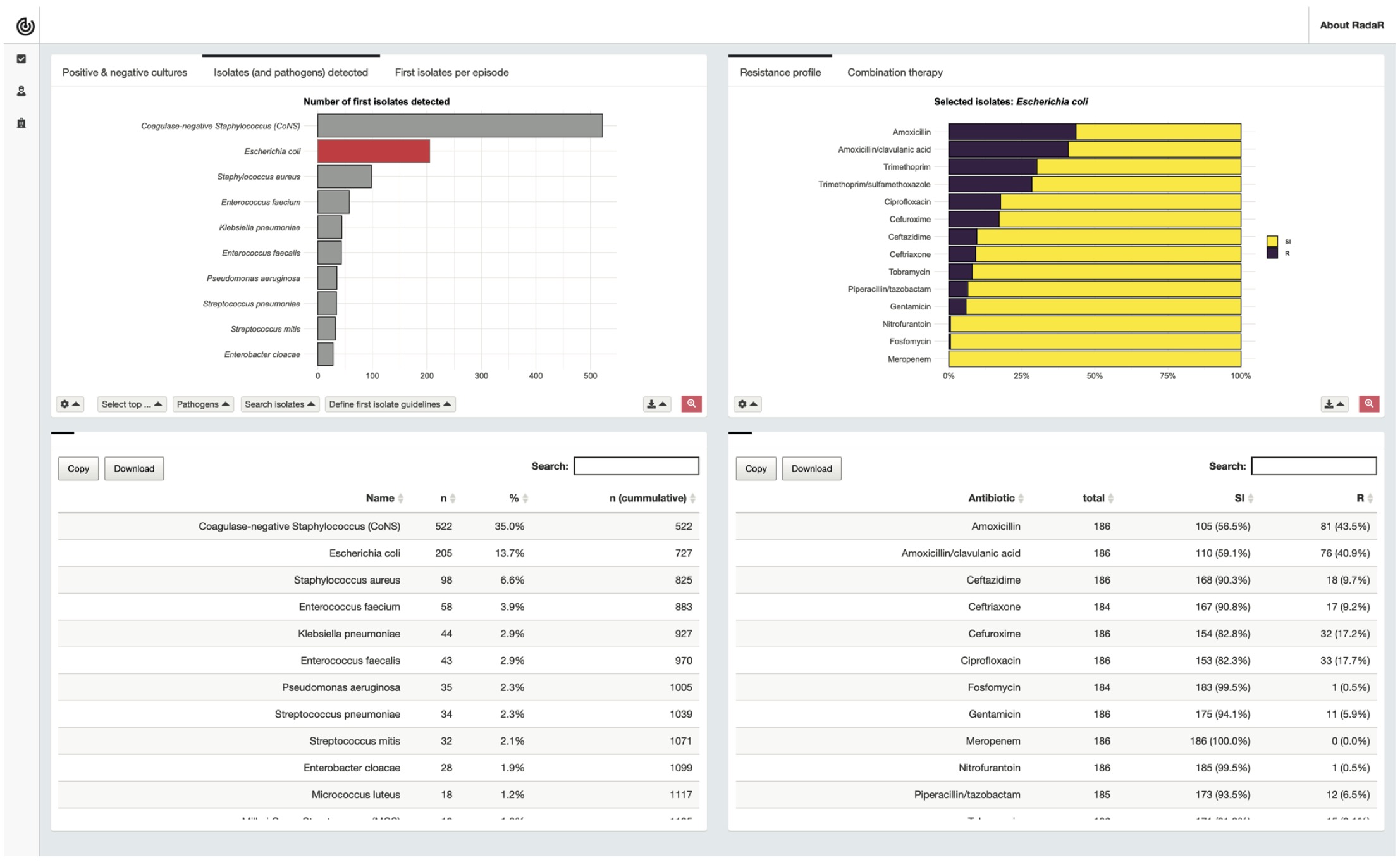 Interactive dashboard for AMR data analysis used in this study.